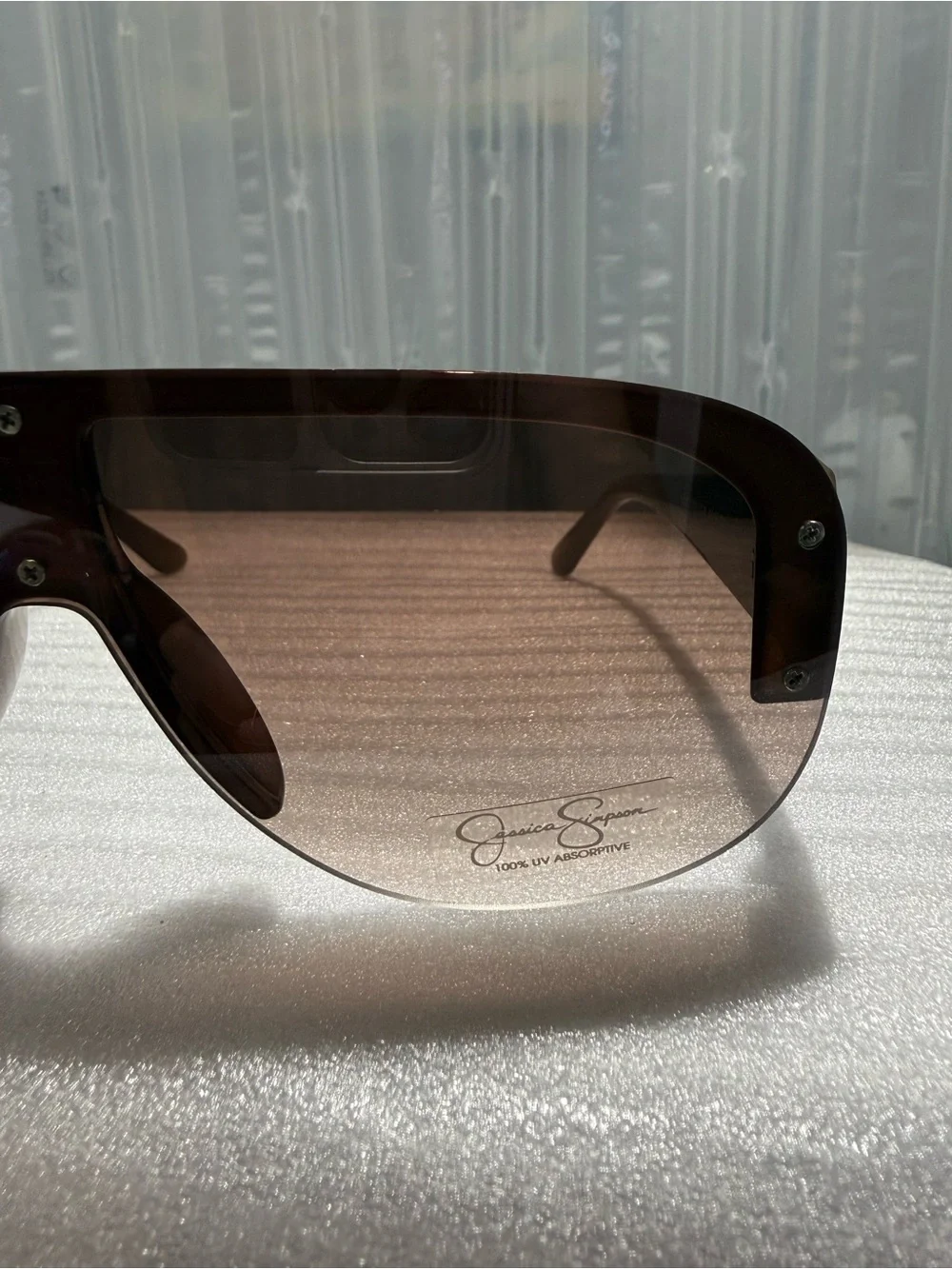NWT Jessica Simpson J6118 Oversized Shield Sunglasses Brown Gradient